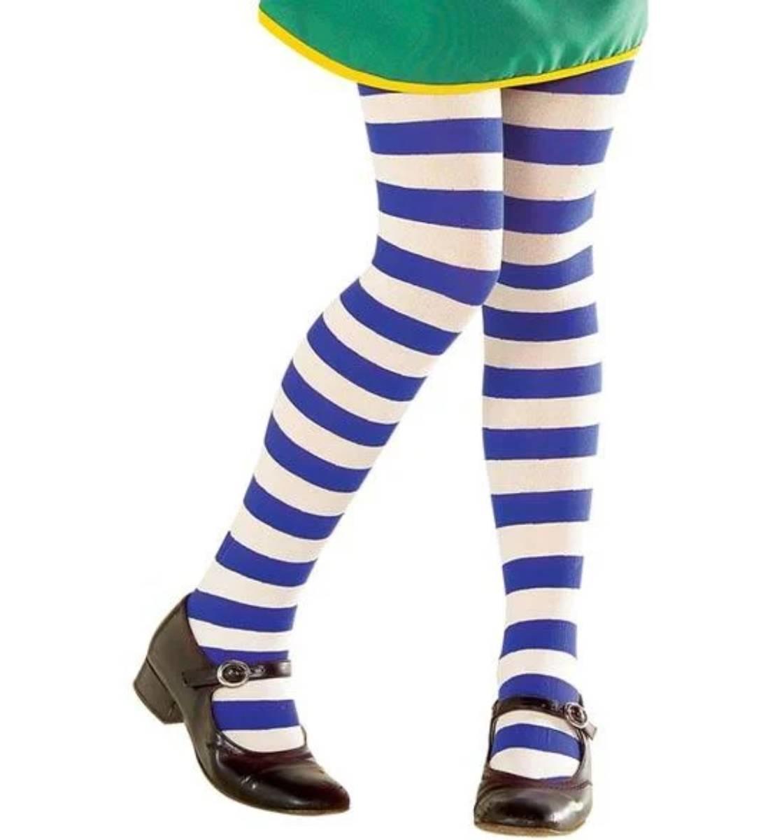 Children's Blue and White Striped Tights by Widmann in sml, med and large