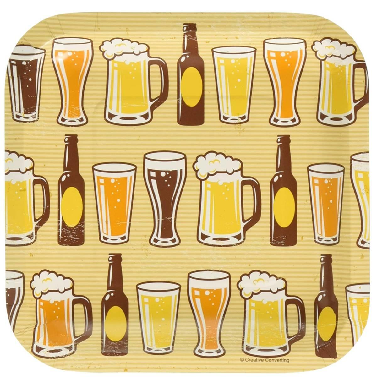 Cheers and Beers Square Party Paper Lunch Plates by Creative Converting 322281 available here at Karnival Costumes online party shop