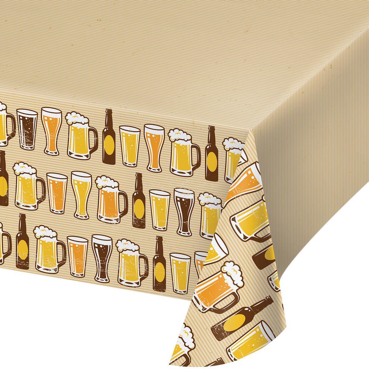 Cheers and Beers Plastic Tablecover 102" by Creative Converting 324453 available here at Karnival Costumes online party shop
