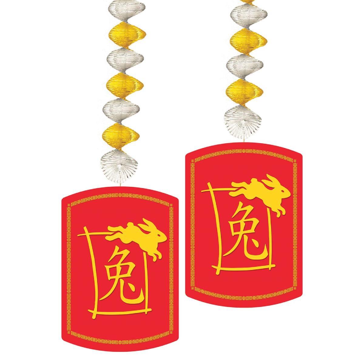 Deluxe 2023 Year of the Rabbit Dangler Decorations pk2 by Beistle 54864_RAB available here at Karnival Costumes online party shop