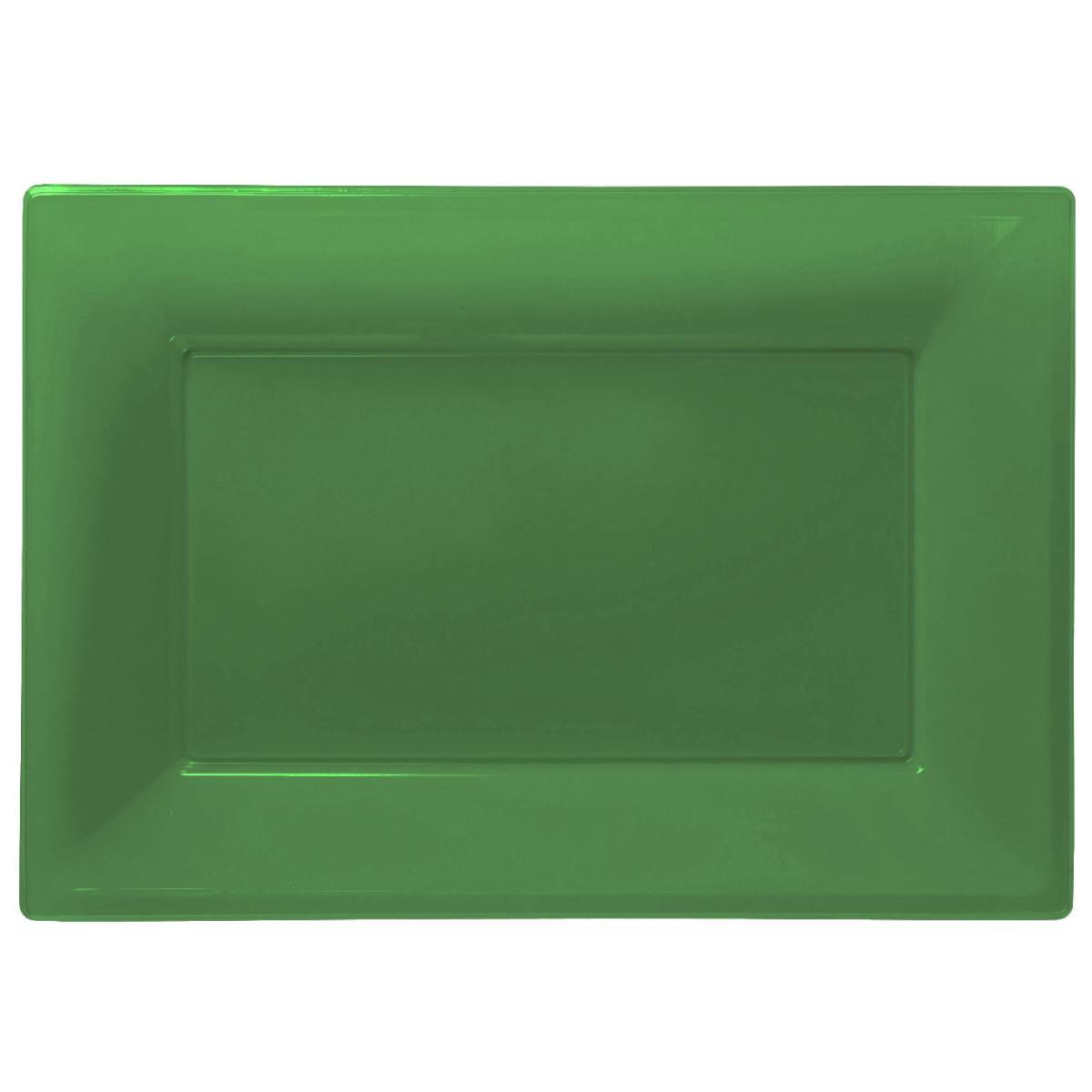 Pk 3 Festive Green Plastic Serving Platters by Amscan 9903727 available here at Karnival Costumes online party shop