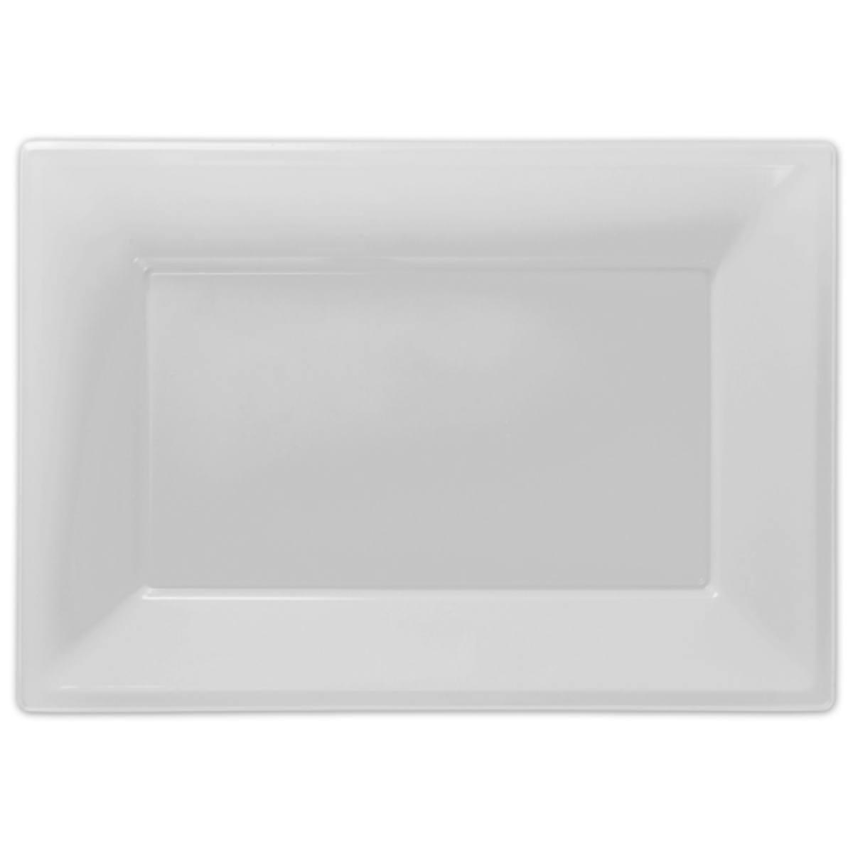 Frosty White Plastic Platters pk3 by Amscan 997427 available here at Karnival Costumes online party shop