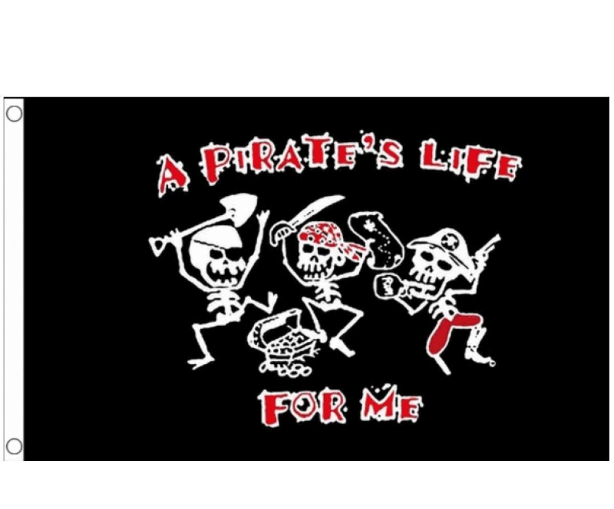 A Pirate's Life For Me Pirate Flag 5ft x 3ft PF90B available here at Karnival Costumes online party shop