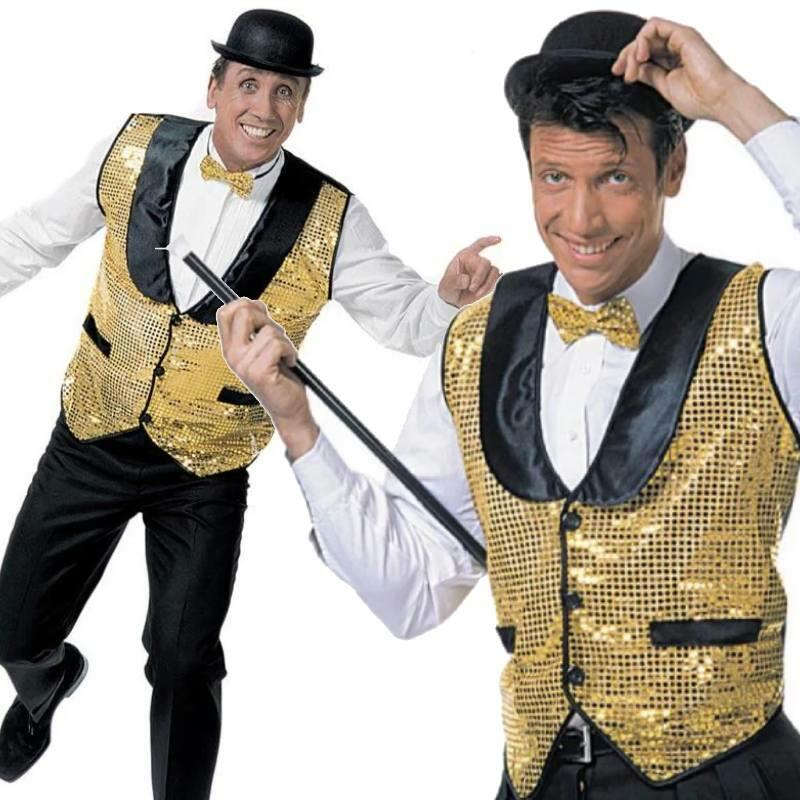 Gold Sequin Waistcoat for Adults by Widmann 3488 Karnival Costumes
