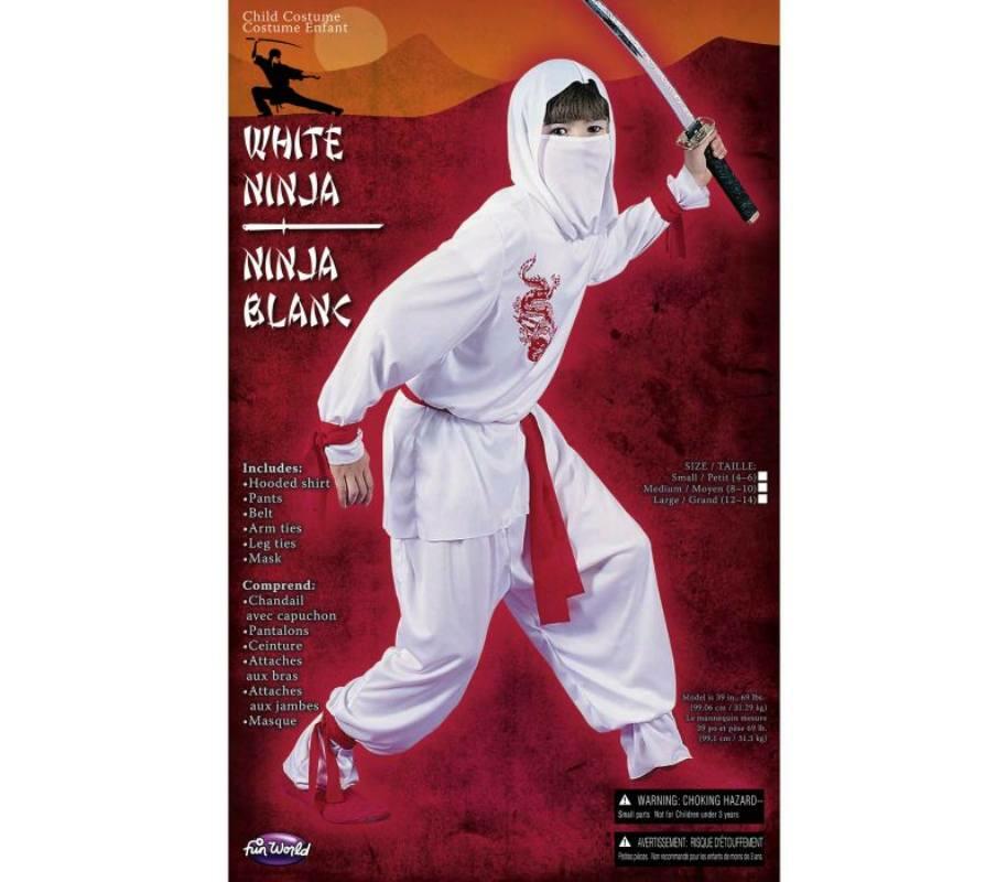 White Ninja Fancy Dress Costume for Kids by Fun World 8708 Karnival