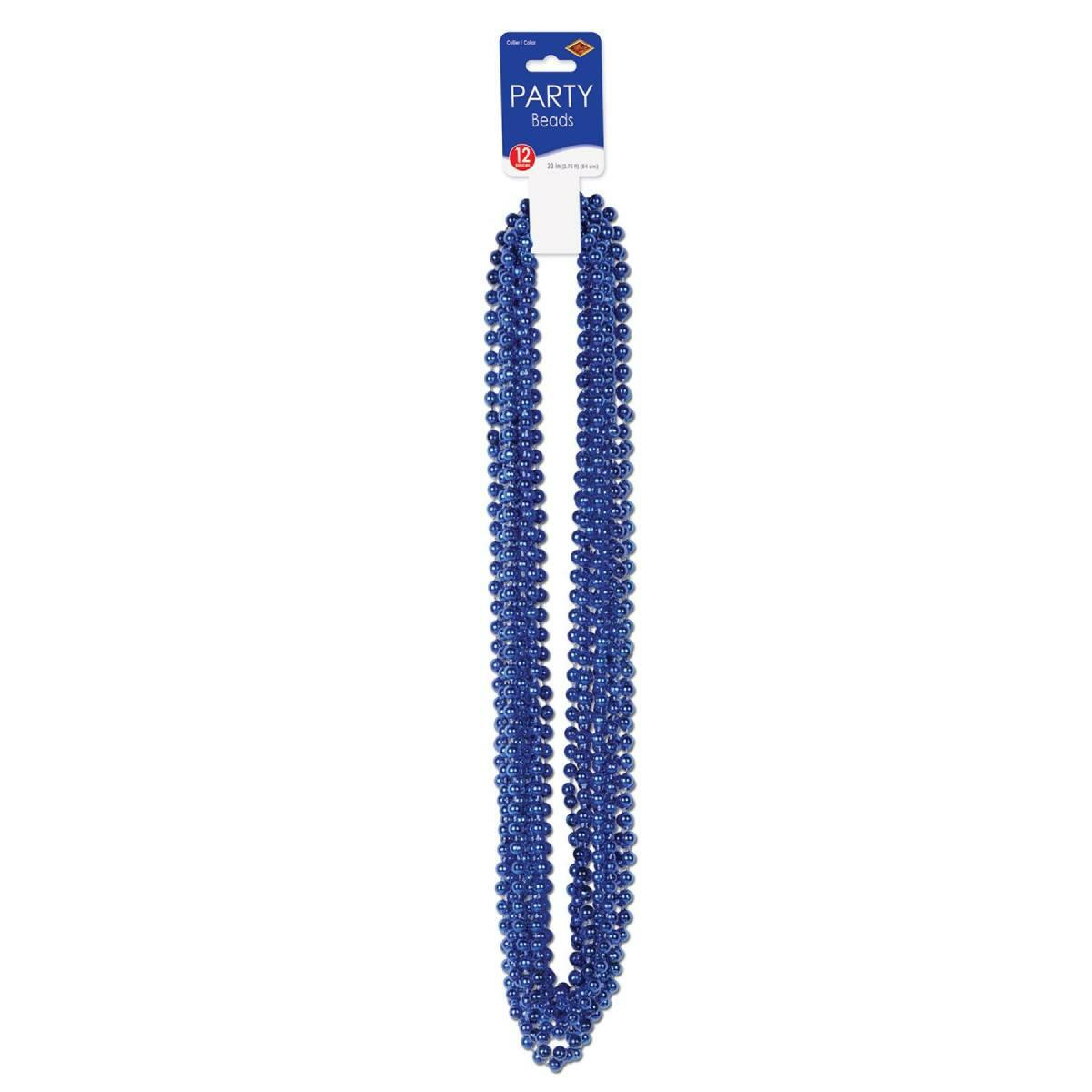 12 strings of Blue Party Beads 7.5mm dia by Beistle 50570-B available here at Karnival Costumes online party shop