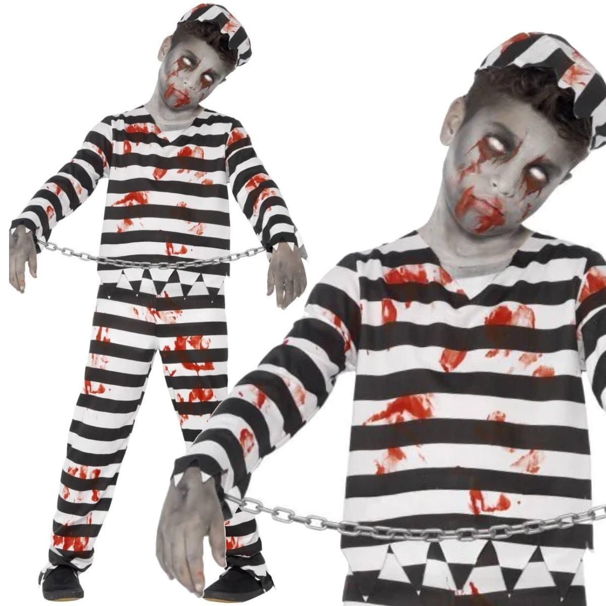 Zombie Prisoner Fancy Dress Costume for boys by Smiffys 44326 available here at Karnival Costumes online Halloween Party Shop
