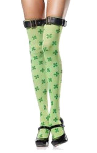 Leg Avenue Lucky Green Clover Thigh High Stockings
