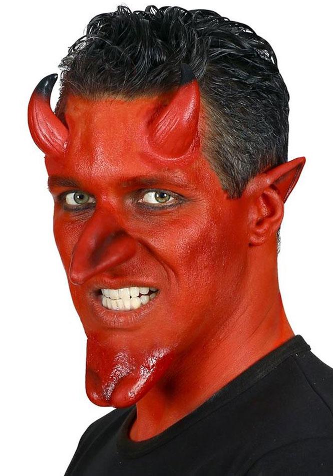 Devil Costume Special Effects Makeup Set with chin, nose, ear tips, horns and latex adhesive by Widmann 4145D available here at Karnival Costumes online party shop