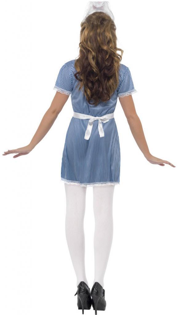 Rear View of this classic British Nurse Fancy Dress Costume for ladies from Karnival Costumes