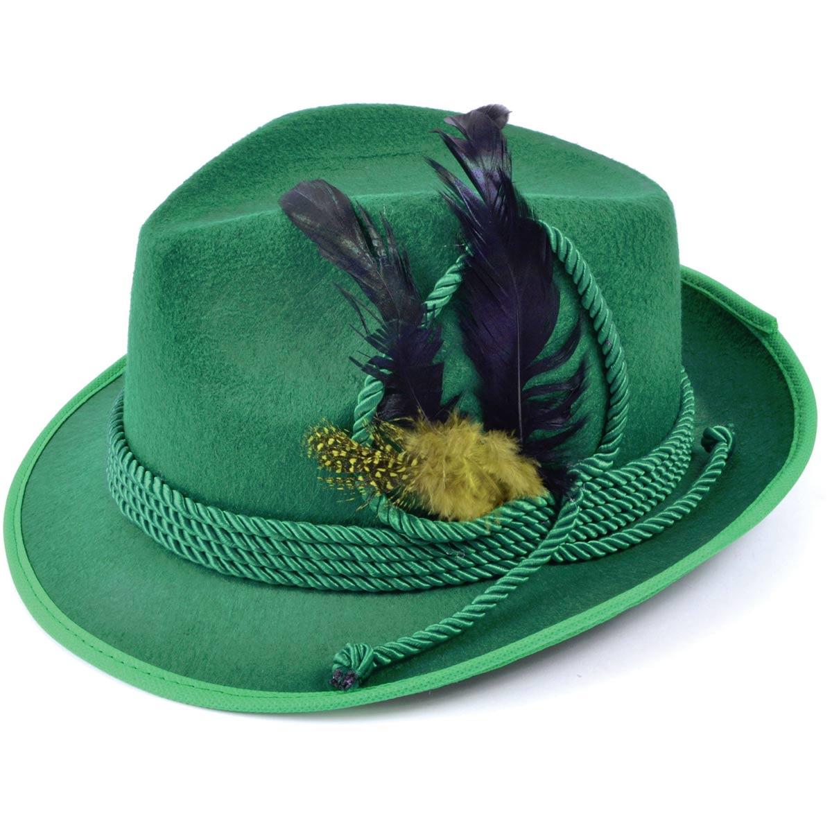 Oktoberfest Trenker Style Felt Hat with Feathers by Bristol Novelties BH516 available here at Karnival Costumes online party shop