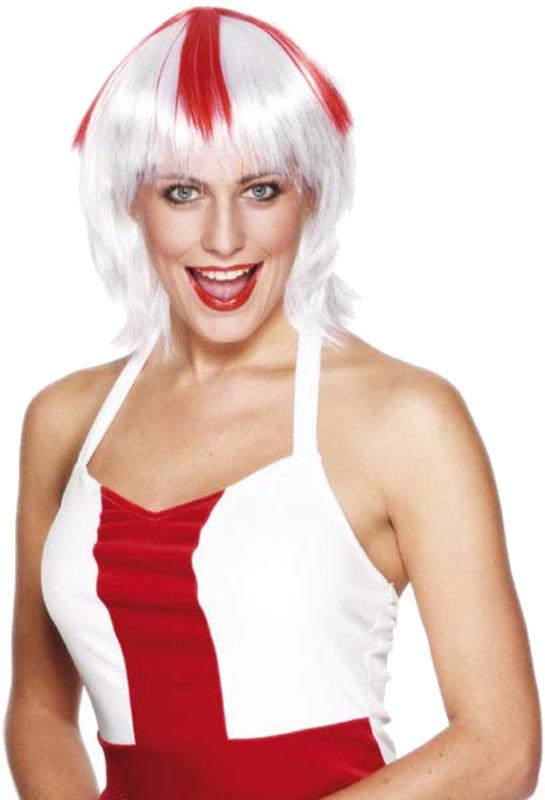 Lady's England Supporter's Wig by Smiffy 2627 available here at Karnival Costumes online party shop