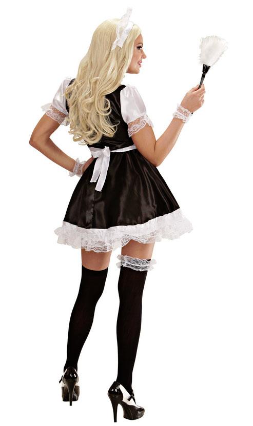 Back View of our Dominique French Maid Costume for adults by Widmann 4441 (sml/med/lrg) / 3253C (XL) available here at Karnival Costumes online party shop