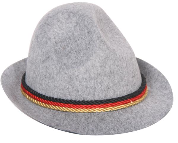 Oktoberfest Wool felt Hat with Red, Gold and Black Cord hatband by Folat 6051 from Karnival Costumes
