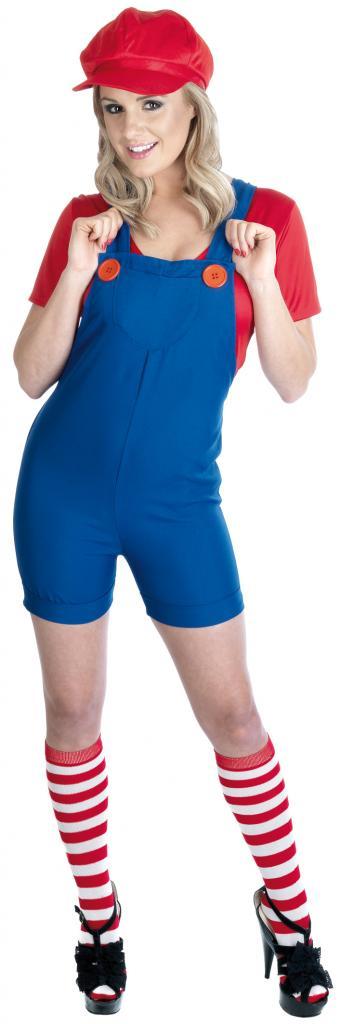 Red Plumber's Mate Fancy Dress Costume for Ladies