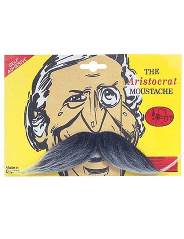 Aristocrat Moustache in Grey by Steptoes B026B from a collection of fake and flase moustaches here at Karnival Costumes online party shop