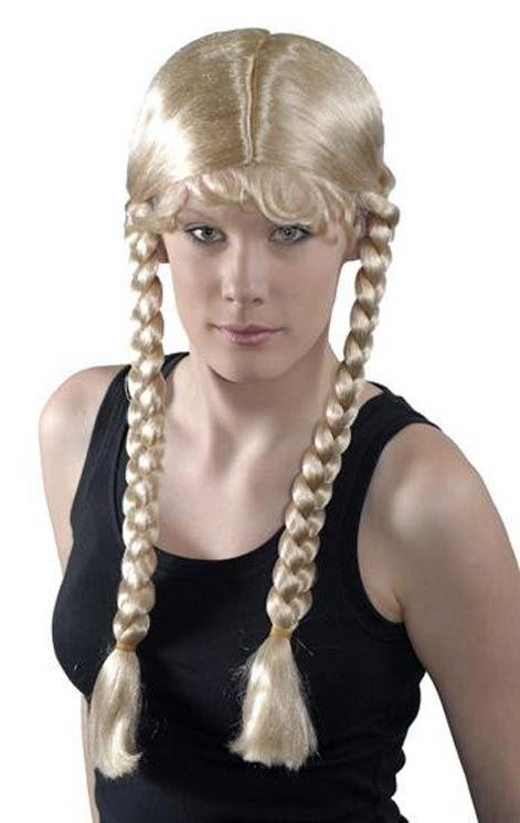 School Girl Blonde Wig with Long Plaits