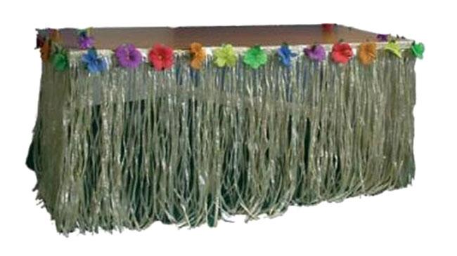Luau Table Skirt with Attached Flowers