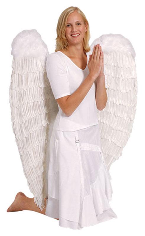 Super Large White Feather Angel Wings 120cm by Boland 4479D available here at Karnival Costumes online Christmas party shop