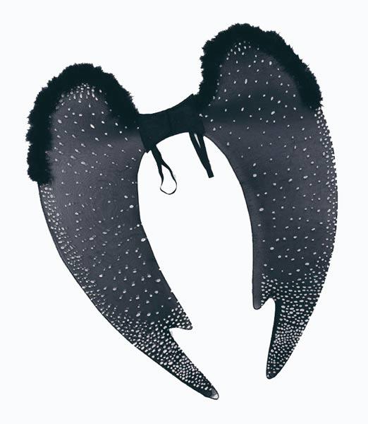 Black Wings with Marabou Trim - 80cm