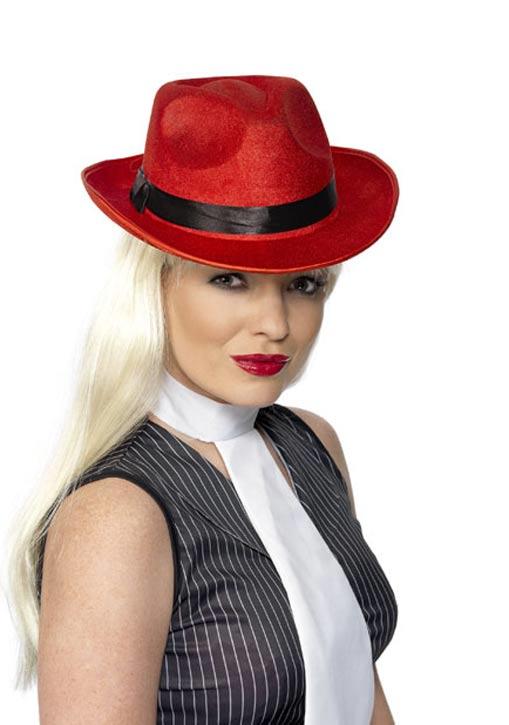 Gangster Hat in Red Velour