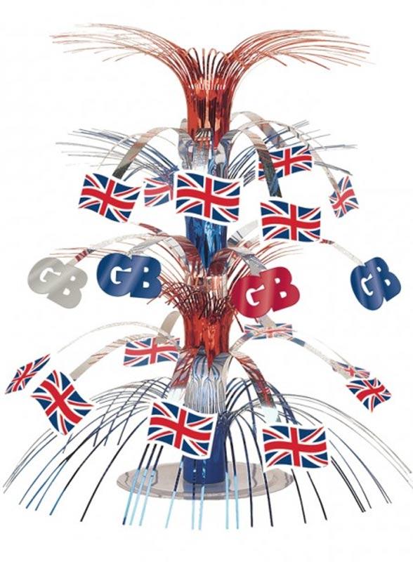 Union Jack Cascade Centrepiece 45cm tall by Amscan 94838 available here at Karnival Costumes online party shop