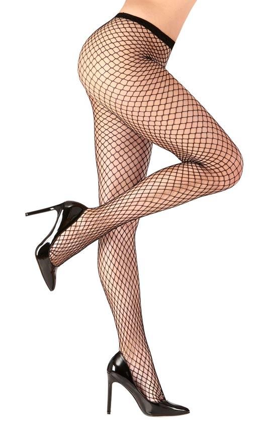 Black Fishnet Tights with Larger Mesh by Widmann 4758 available here at Karnival Costumes online party shop