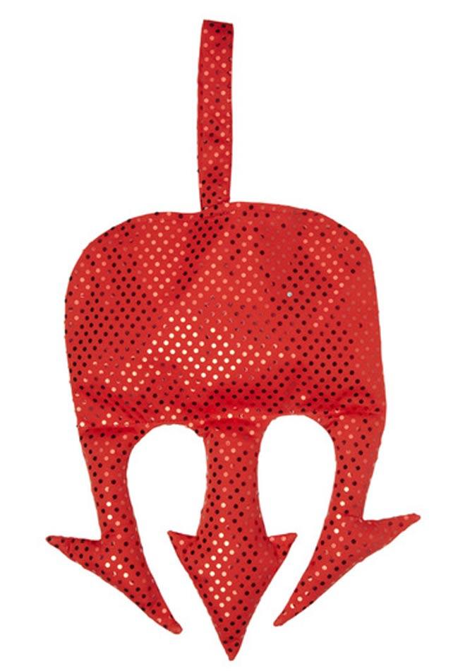 Devil's Trident Handbag in red sequin fabric. Classic Devil's pitchfork handbag by Widmann 9567T available here at Karnival Costumes online party shop