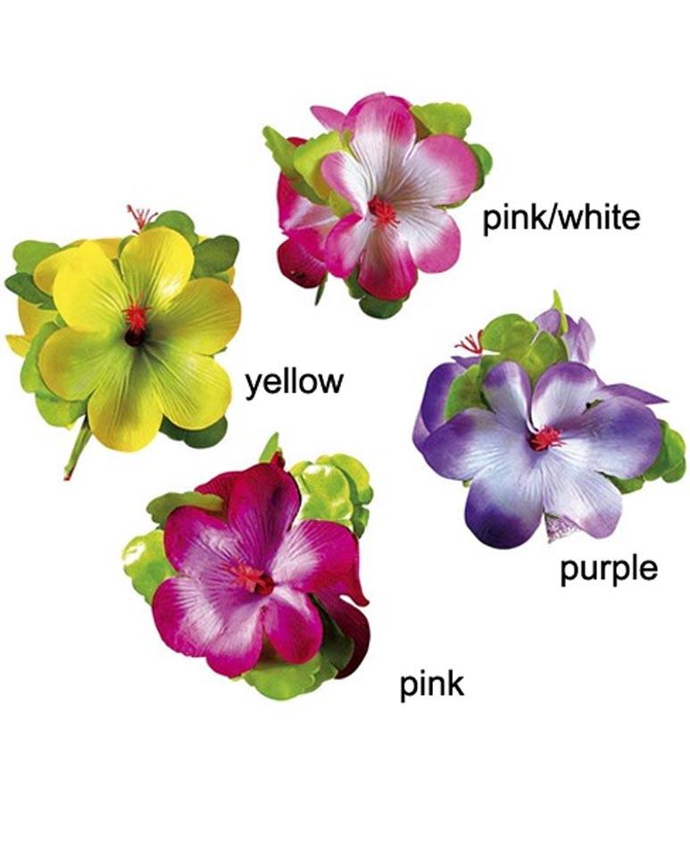 Hawaiian Flower Hair Clip - Large in a range of colours by Widmann 2402 available here at Karnival Costumes online party shop