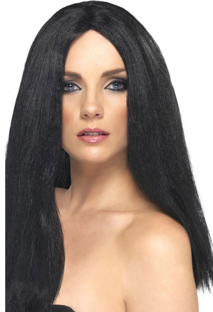 Long Black Star Style Wig for Ladies by Smiffy 42282 from Karnival Costumes