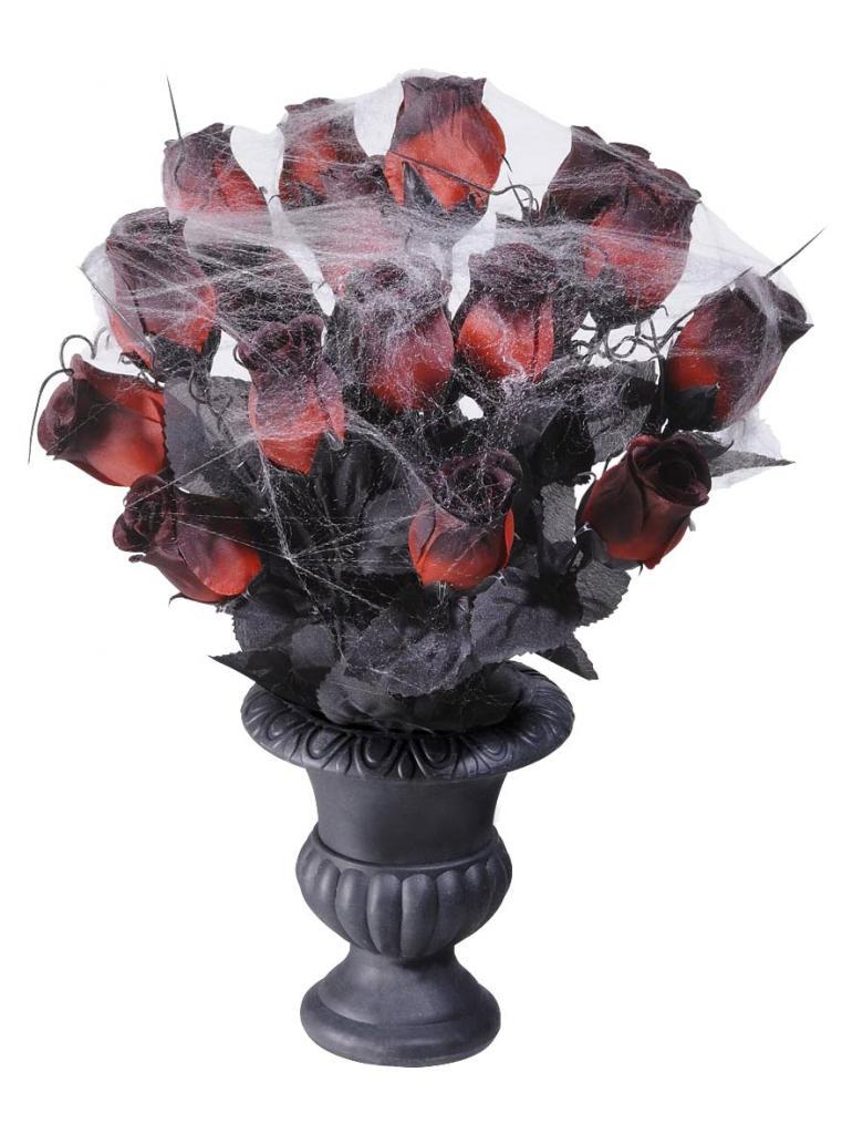 Vase with 15 Red Roses and Spiderweb Ref: