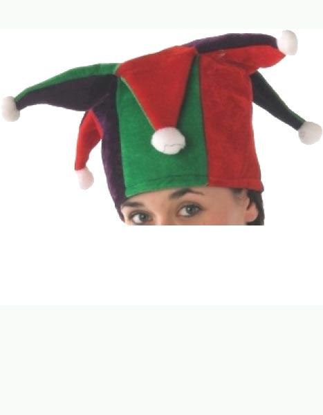 Christmas Novelty Jester Hat in red and green with 6 points each with bobble trim by Creative Collection H6777 available here at Karnival Costumes online party shop