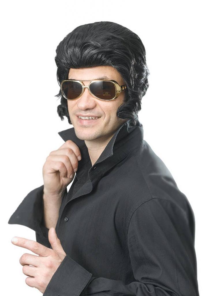 Elvis Wig with Sideburns Elvis Presely Costume Wig  by Bristol Novelties BW580 available here at Karnival Costumes online party shop