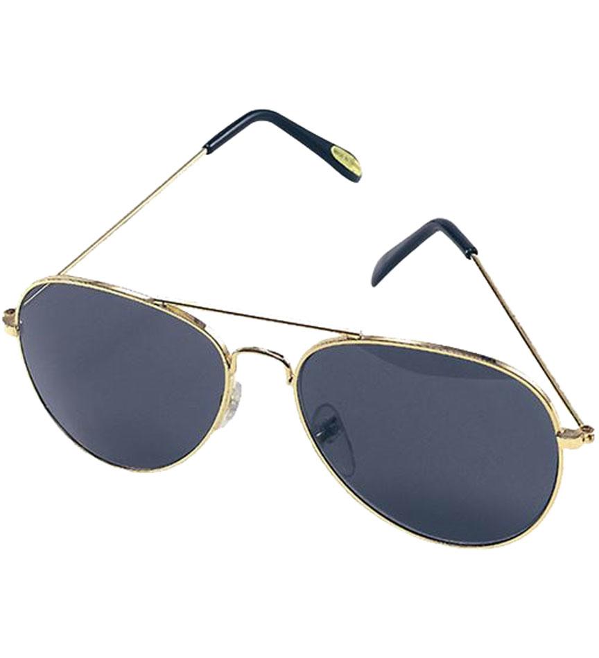 Aviator Sunglasses with Gold Frame by Bristol Novelties BA761 from a large collection of costume glasses at Karnival Costumes online party shop