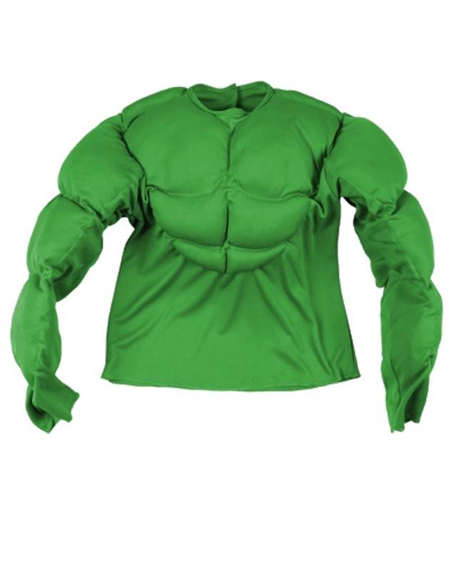 Green Hulk Muscle Chest Shirt for Children from a collection of superhero fancy dress at Karnival Costumes www.karnival-house.co.uk