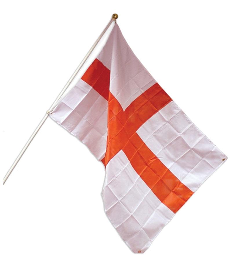 6ft Metal Flag Pole with Mount and complete with 5ft x 3ft Flag of St George by Amscan 994960 from a huge collection at Karnival Costumes online party shop