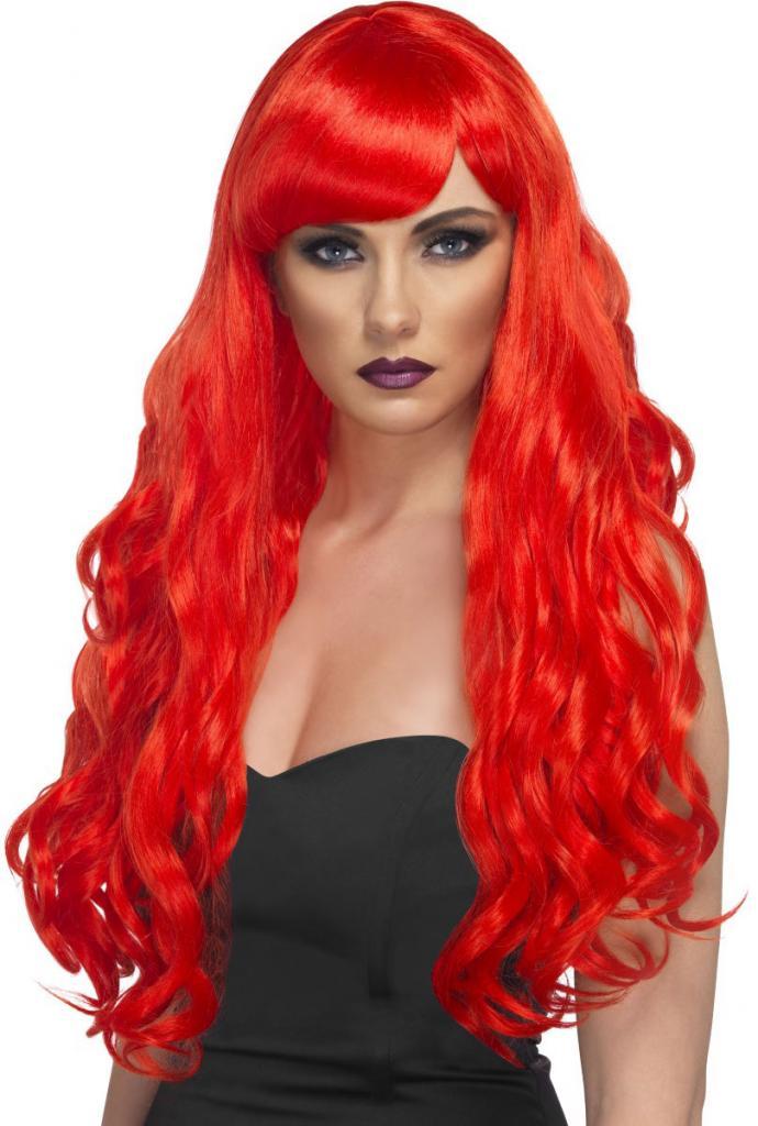 Ladys long flowing Desire Wig in flame red by Smiffy 42111 from a large collection here at Karnival Costumes online party shop