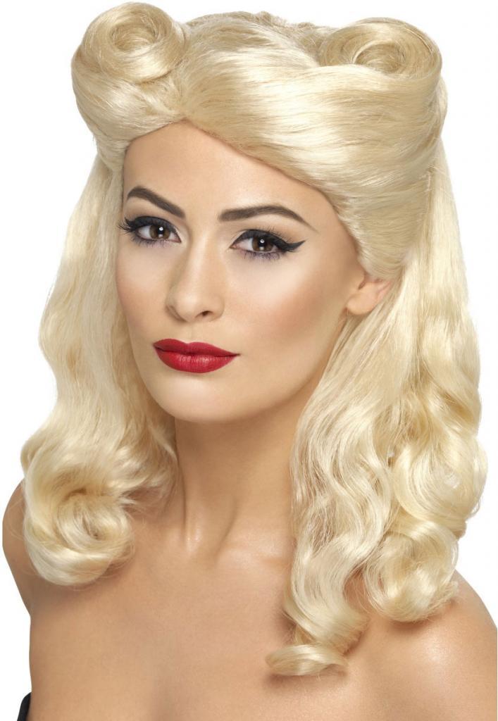1940s Pin Up Wig in Blonde with Victory Rolls by Smiffys 43215 available from Karnival Costumes