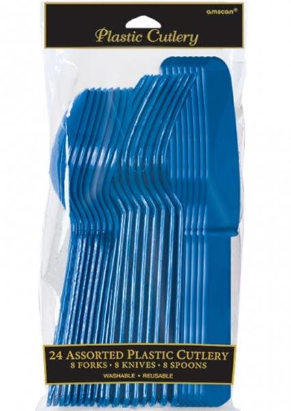 Bright Blue 24pc Cutlery Assortment by Amscan 4546-105 from Karnival Costumes