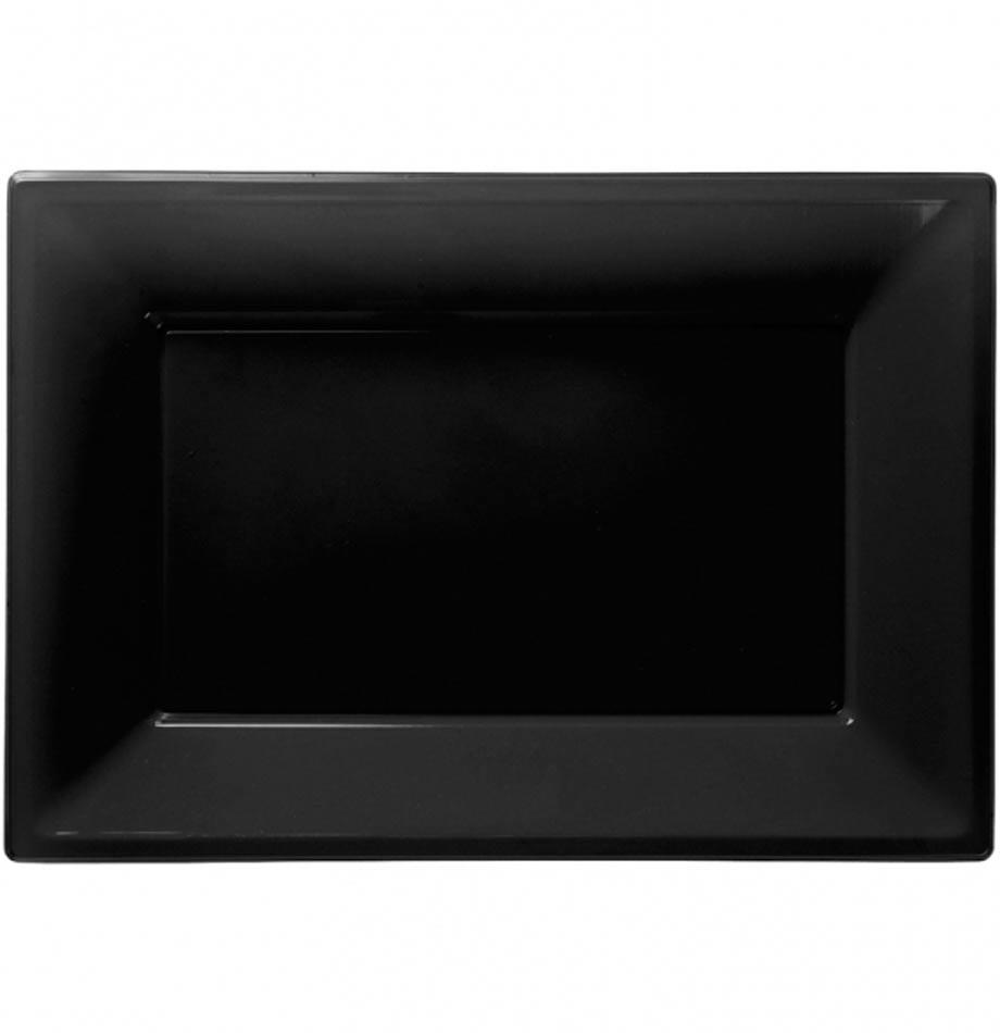 Jet Black Plastic Serving Platters - Pkt 3 individual trays by Amscan 997434 from Karnival Costumes