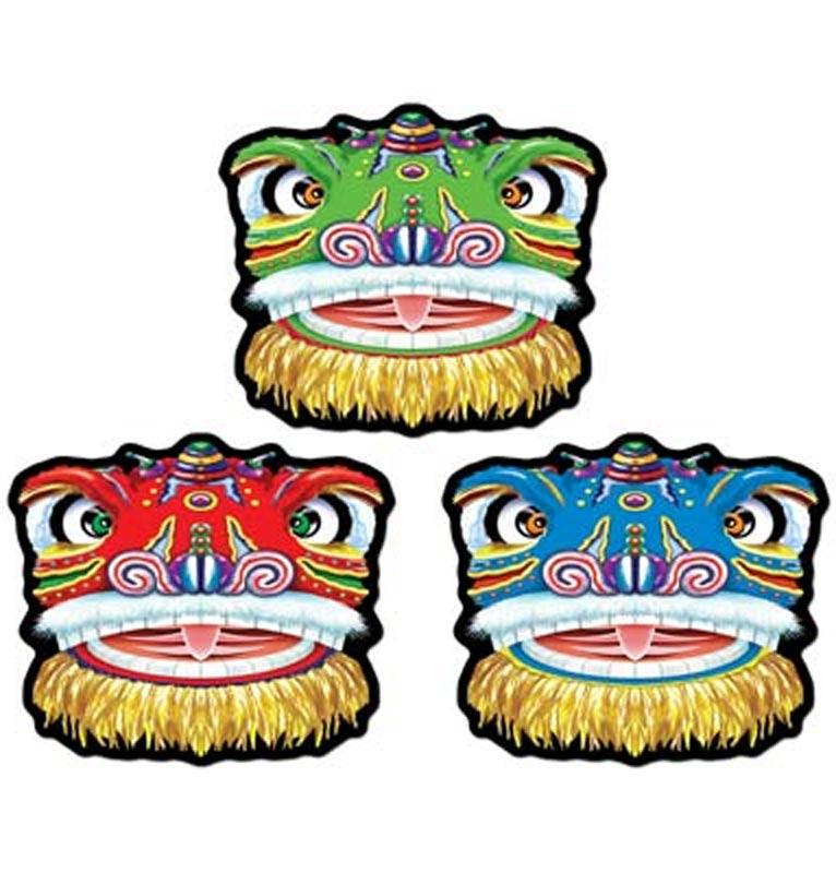 Pack of 3 Chinese Dragon Cutouts from Beistle 57500 and available in the UK from Karnival Costumes