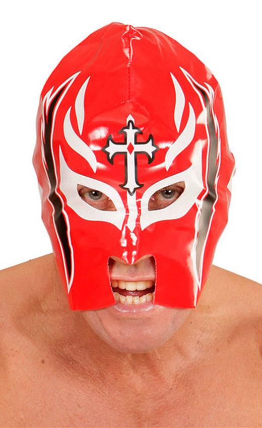 Adult sized Mexican Wrestling Mask in Red by Widmann 04114 and available from Karnival Costumes