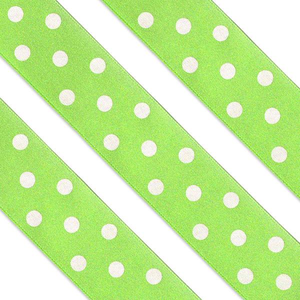 1M Green Dolka Dot 25mm wide Cake Ribbon by Anniversary House BU103 and available from a collection of cake decorating lines at Karnival Costumes