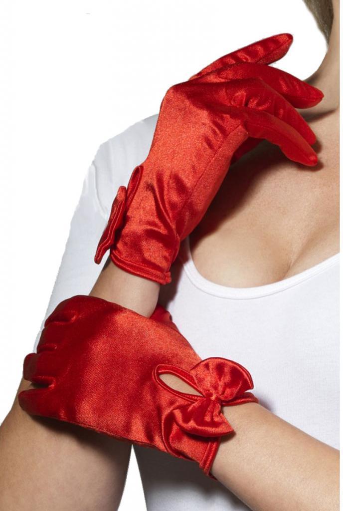 Short Red Gloves with Delicate Bow Detail by Smiffy 43173 and available from Karnival Costumes where you'll find lots of styles to choose from.