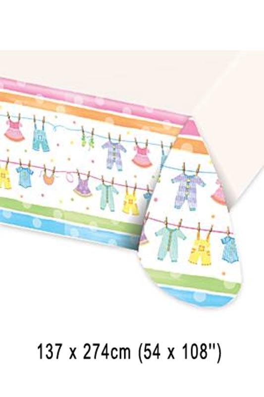 Baby Shower Plastic Tablecover 108" long from the Baby Clothes range by Creative Party and available from Karnival Costumes