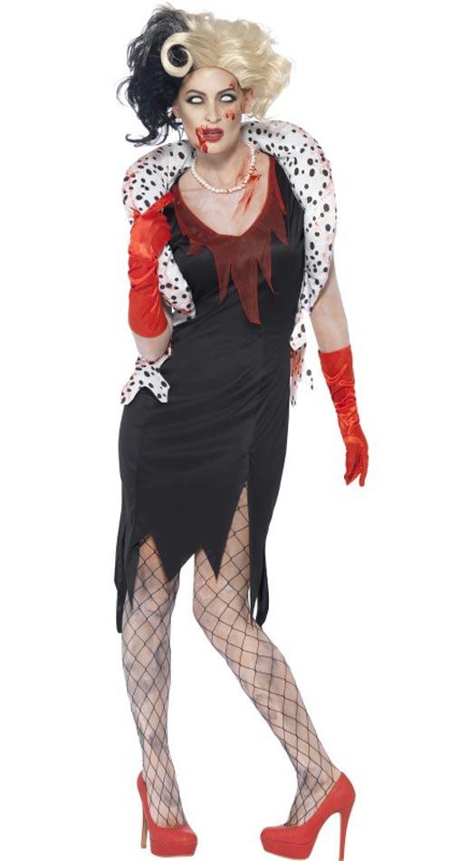 Zombie Evil Madame Dalmatians Adult Fancy Dress Costume by Smiffy 44360 available from Karnival Costumes