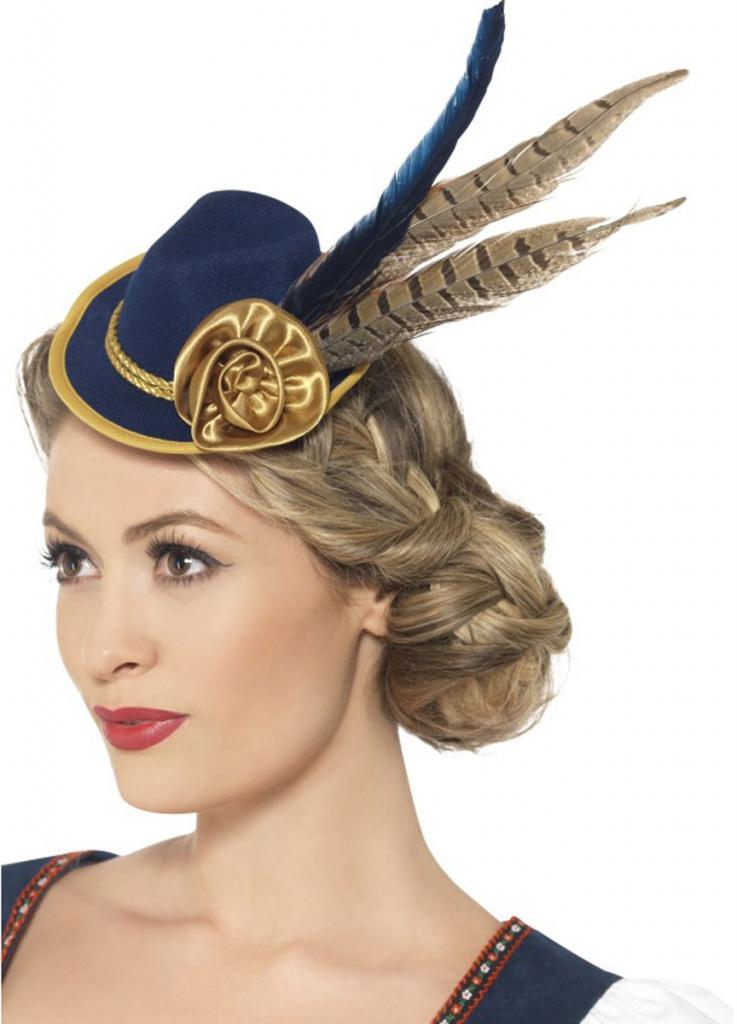 Authentic Bavarian Oktoberfest Mini Hat with Feathers by Smiffy 45399 availkable from Karnival Costumes online party shop