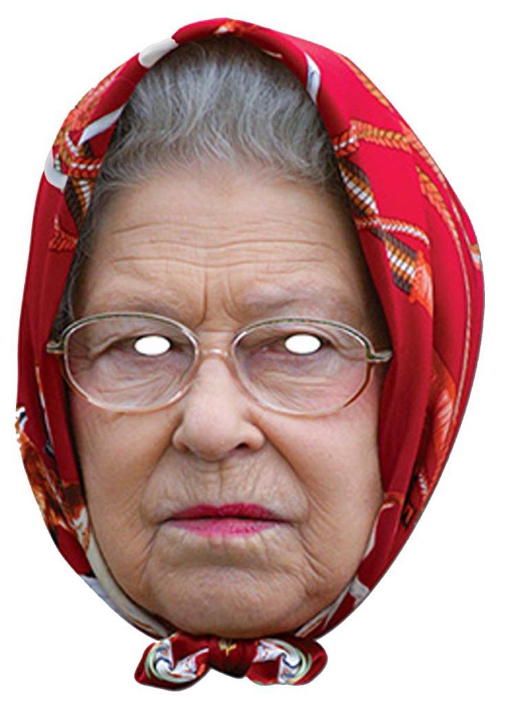 HRH The Queen Face Mask with Scarf by Mask-erade QUEEN02 available from Karnival Costumes online party shop