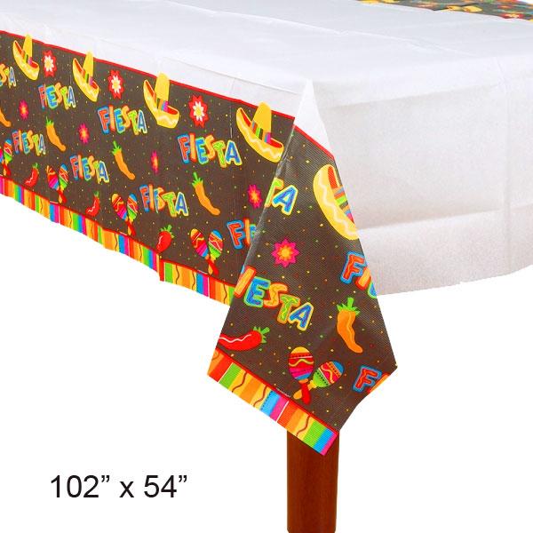 Large Fiesta Fun Tablecover measuring 54" x 102" in paper by Amscan 579820 available from Karnival Costumes online party shop