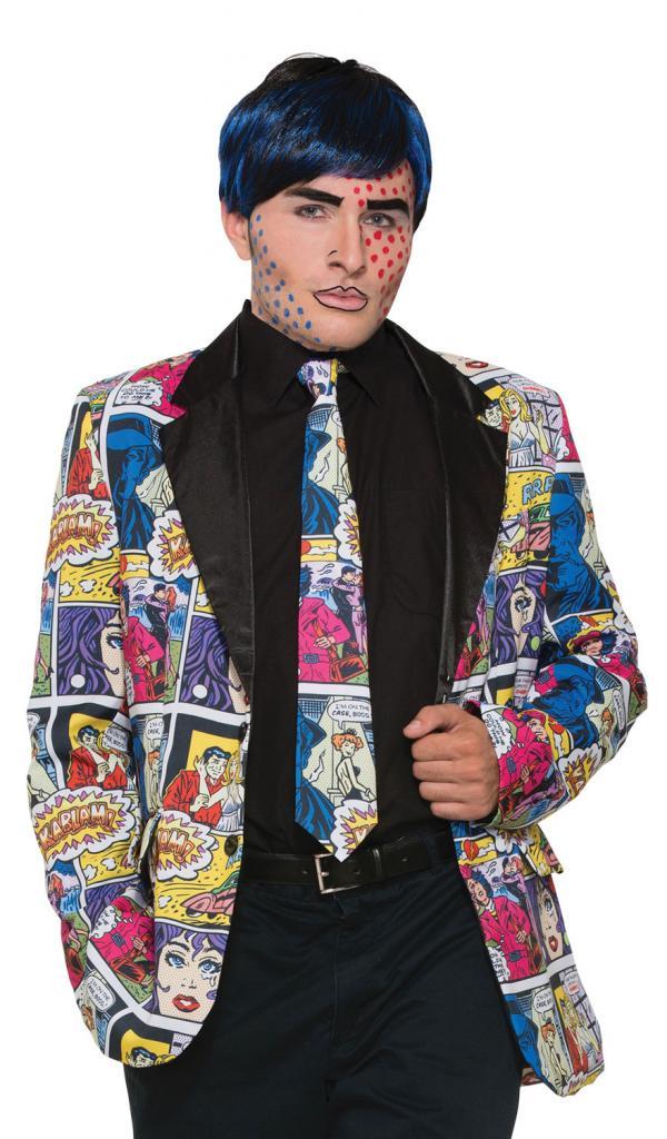 Zany and Retro Pop Art Tie by Forum Novelties 76714 avaiulable in  the UK from Karnival Costumes online party shop